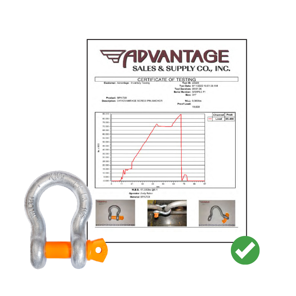 All x100 Shackles are tested at the Forge, and then re-tested upon receipt.